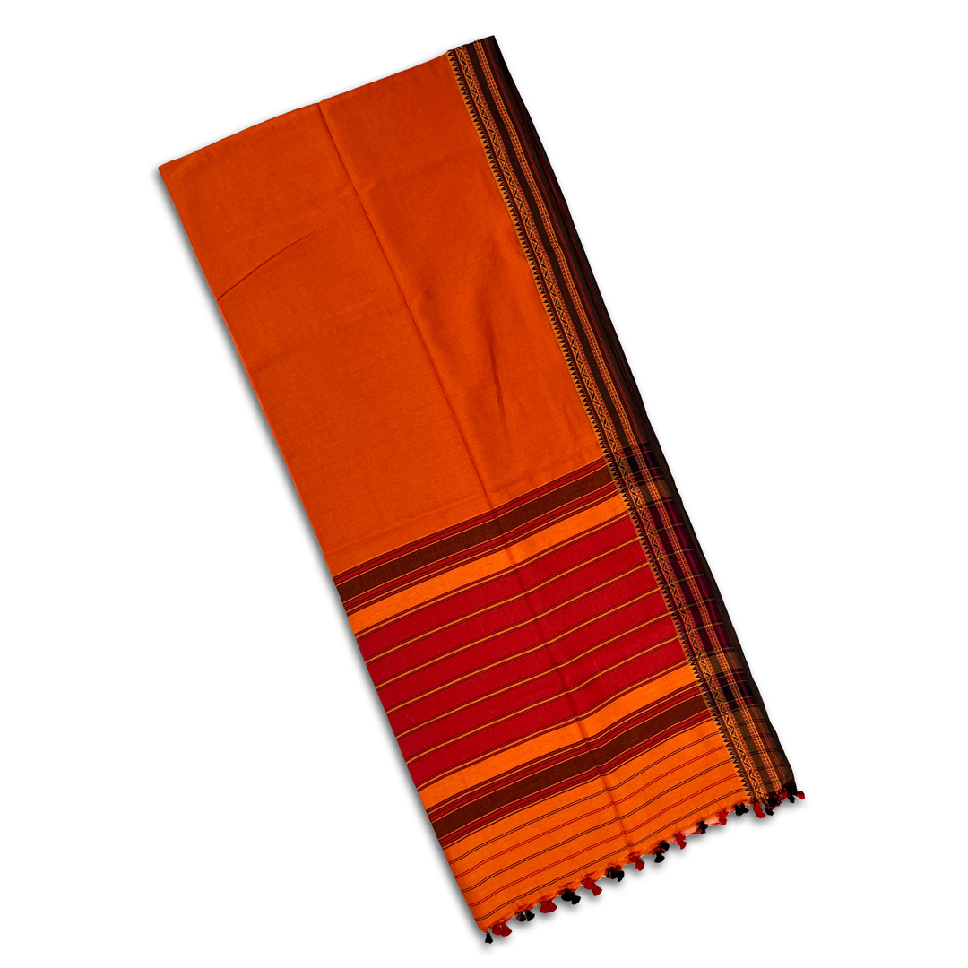 ANGOSREE Women's Pure Cotton Handloom Taant Saree with intricate Thread work Border and Pallu