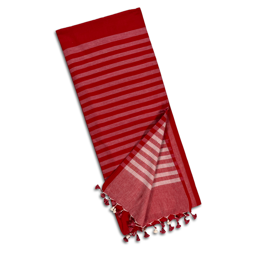 ANGOSREE Women's Pure Cotton Handloom  Saree with contrast Border and Pallu