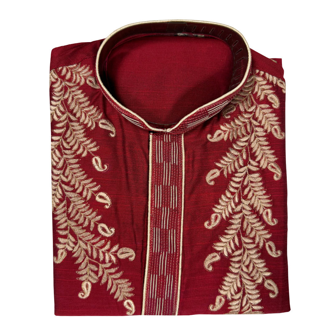 ANGOSREE Most Trendy Maroon Cotton Silk Embroidered kurta